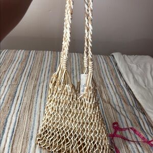 Evereve Tan Shoulder Bag with Intricate Woven Design
